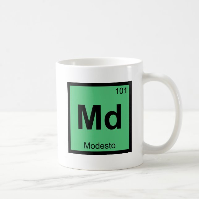 Md - Modesto Kalifornien Kemi Periodiska Systemet Kaffemugg (Höger)