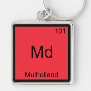 Md - Mulholland Rolig Kemitelement Symbol T-shirt Fyrkantig Silverfärgad Nyckelring