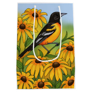 MD State Bird Oriole & Black-eyed Susan Flower
