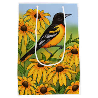 MD State Bird Oriole & Black-eyed Susan Flower