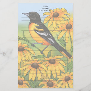 MD State Bird Oriole & Black-eyed Susan Flower Brevpapper