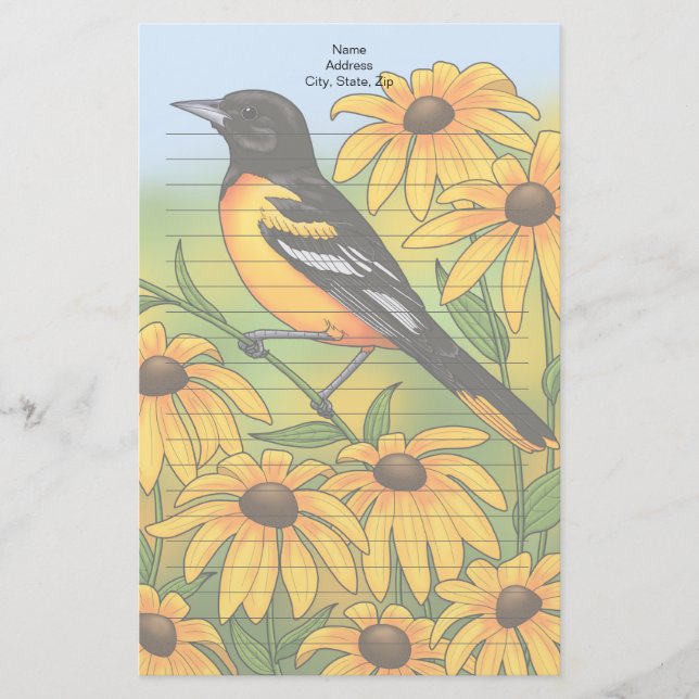 MD State Bird Oriole & Black-eyed Susan Flower Brevpapper (Framsida)