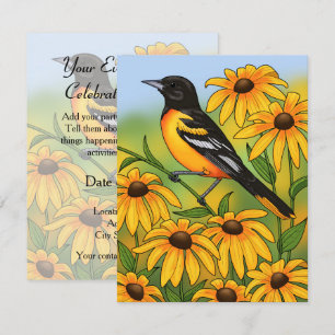 MD State Bird Oriole & Black-eyed Susan Flower Inbjudningar