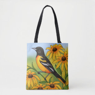 MD State Bird Oriole & Black-eyed Susan Flower Tygkasse
