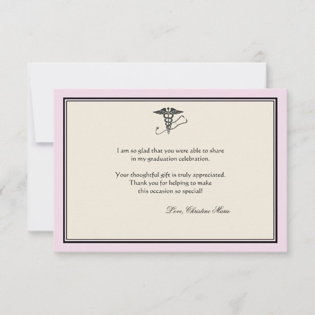 MD Studenten Rosa Tack Notecard Anteckningskort (Framsida)