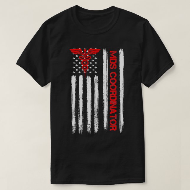 Mds Coordinator Nurse American Flagga RN Registrat T Shirt (Design framsida)
