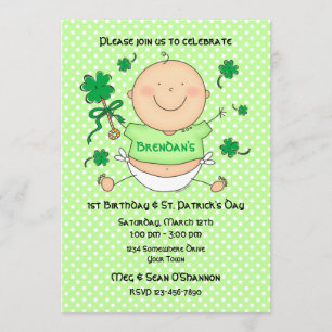 Me 1:a St Paddy's Day Födelsedagsfest inbjudan
