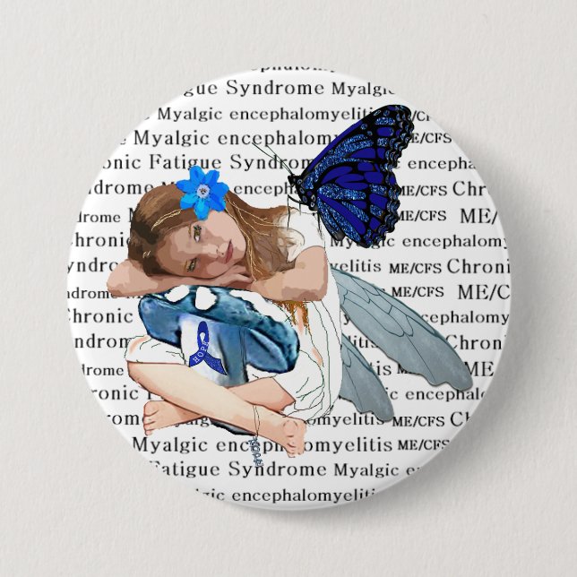 ME/CFS Änglafe Ribbon för medvetenhet Knapp (Framsida)