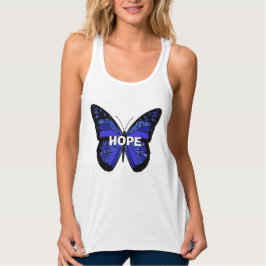 ME/CFS Blue Hope Butterfly Survivor Shirt Linne Med Racerback