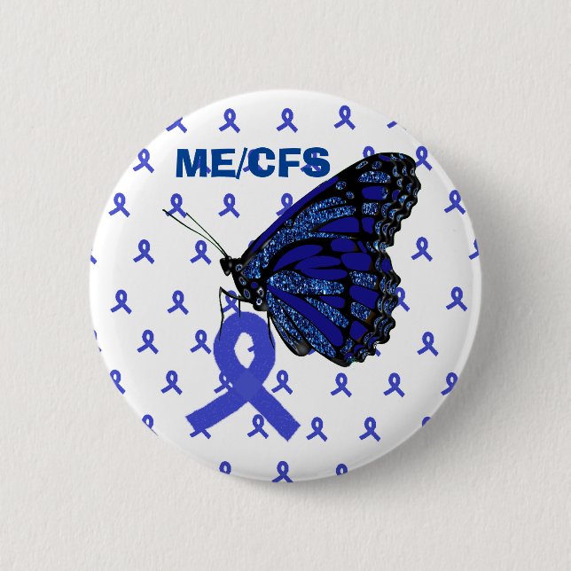 ME/CFS Blue Ribbon and Butterfly Awareness Knapp (Framsida)