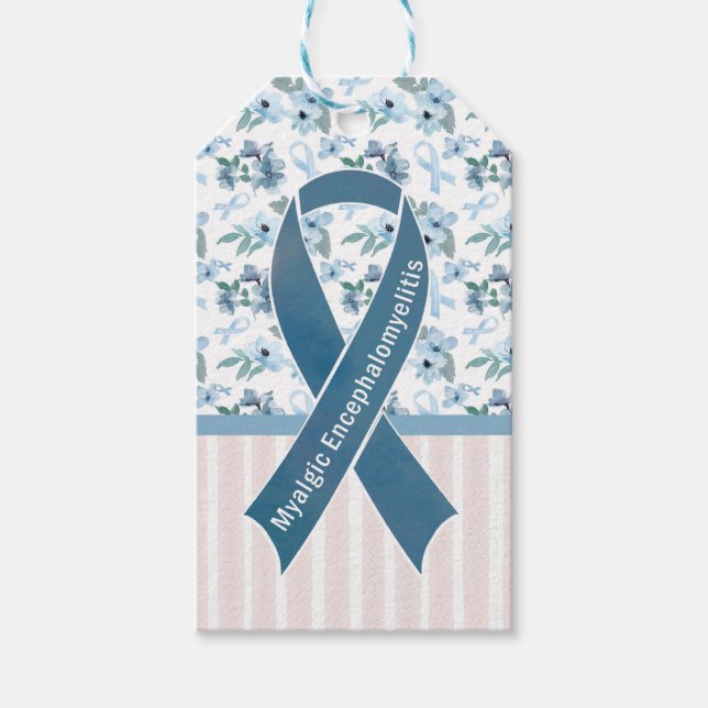 Me/CFS Blue Ribbon Awareness märkre Presentetikett (Framsidan)