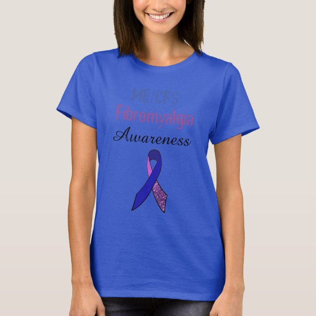 ME/CFS Fibromyalgi Band Medvetenhet T-shirt (Framsida)