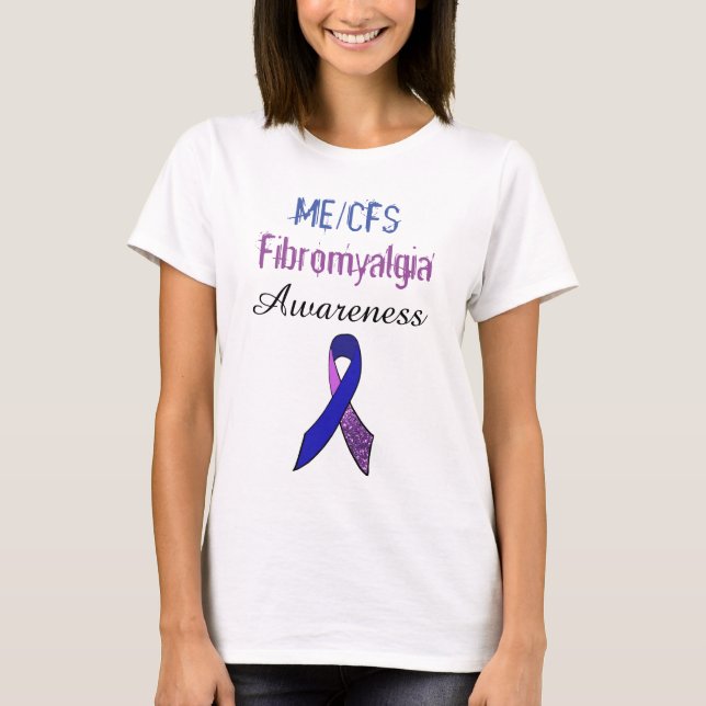 ME/CFS Fibromyalgia Ribbon Awareness Shirt T-shirt (Framsida)