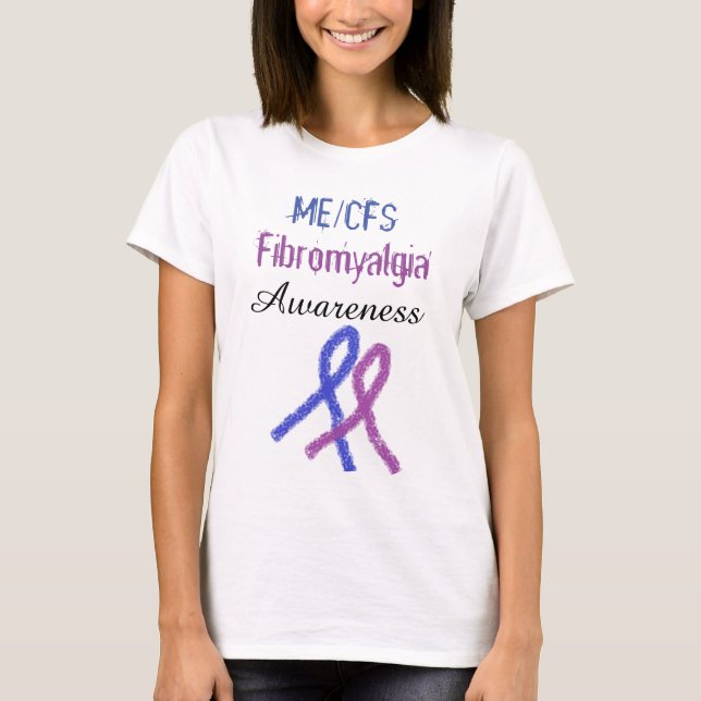ME/CFS Fibromyalgia Ribbon Awareness Shirt T Shirt (Framsida)