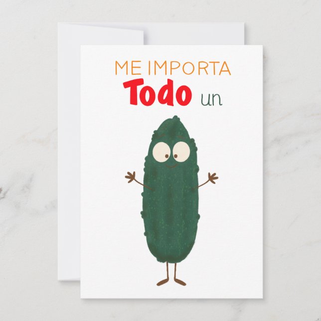 Me importa todo un pepino tarjeta (Framsida)