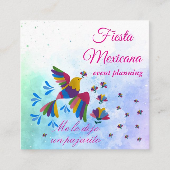 "Me lo dijo un pajarito" Arte Popular Mexicano Fyrkantigt Visitkort (Framsida)