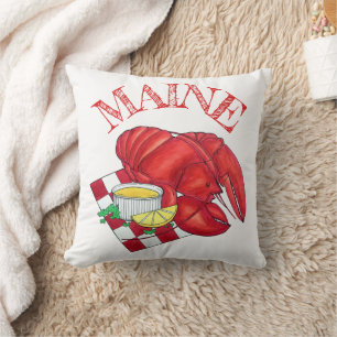 ME Maine Lobster Shack Seafood Dinner Red Gingham Kudde