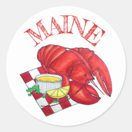 ME Maine Lobster Shack Seafood Dinner Red Gingham Runt Klistermärke