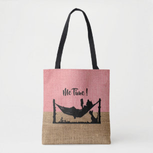 Me-Time Coral och Beige & Burlap Struktur Tote Bag Tygkasse