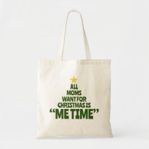 Me Time Simple Julgran Typography Tote Bag