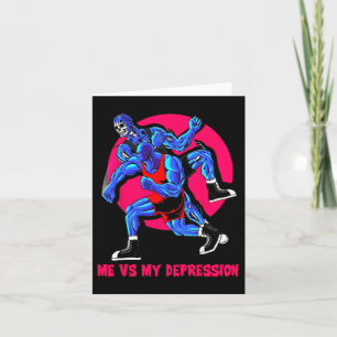 Me Vs My Depression Gym Fitness Weightlift Body Kort