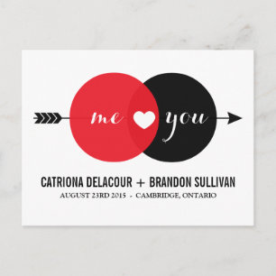 Me & You Venn Diagram Heart Spara datum postkort Meddelande Vykort