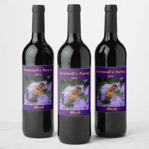 Mead Honung Vin-etikett Vinflaska Etikett
