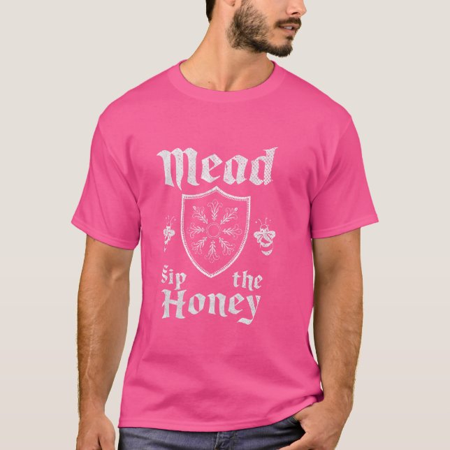 Mead Sip, honung Retro Bee dricker Mead T Shirt (Framsida)