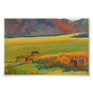 Meadow and Horses av Maynard Dixon Fototryck