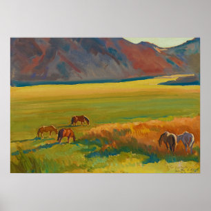 Meadow and Horses av Maynard Dixon Poster