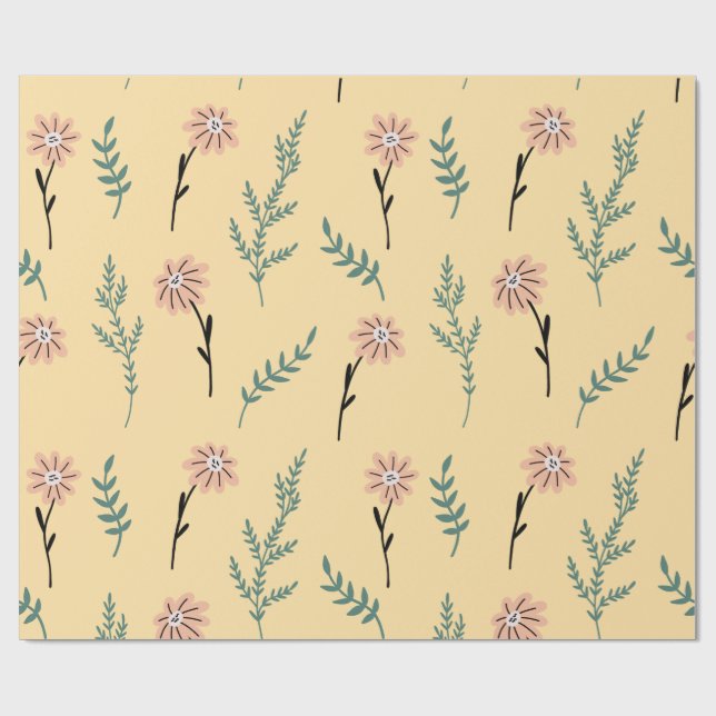 Meadow Blooms: Minimalist Botanical Pattern Presentpapper (Platt)