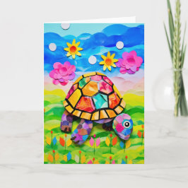Meadow Blooms Turtle: Cute Barns födelsedag Card Kort