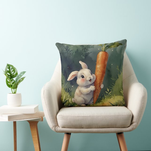 Meadow Bunny Dreams: Whimsical Dekorativ kudde (Stol)