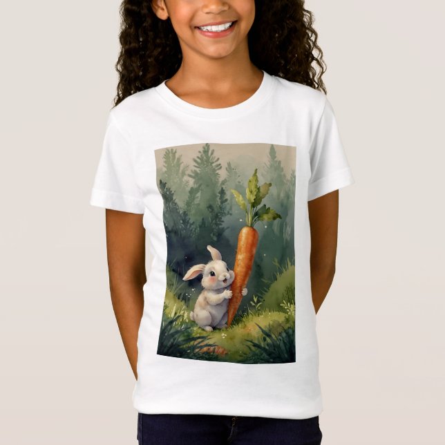 Meadow Bunny Dreams: Whimsical Kids T-Shirt (Framsida)