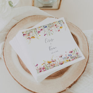 Meadow Colorful Wildblomma Bröllop Napkin Pappersservett