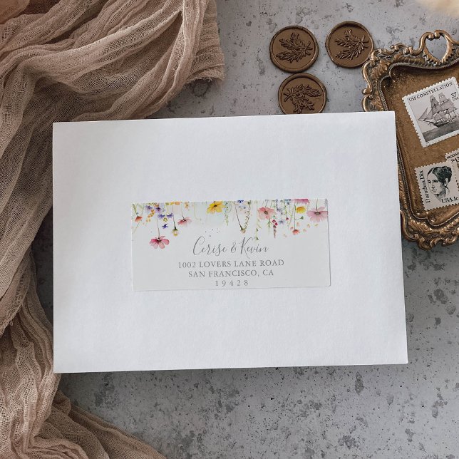 Meadow Colorful Wildblomma Bröllop OSA Adress Adressetikett (Skapare uppladdad)