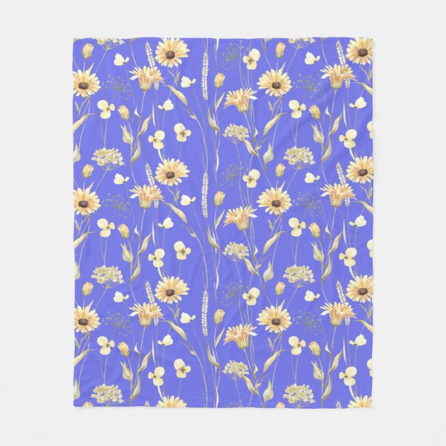 Meadow cottage land print blue fleecefilt (Framsidan)