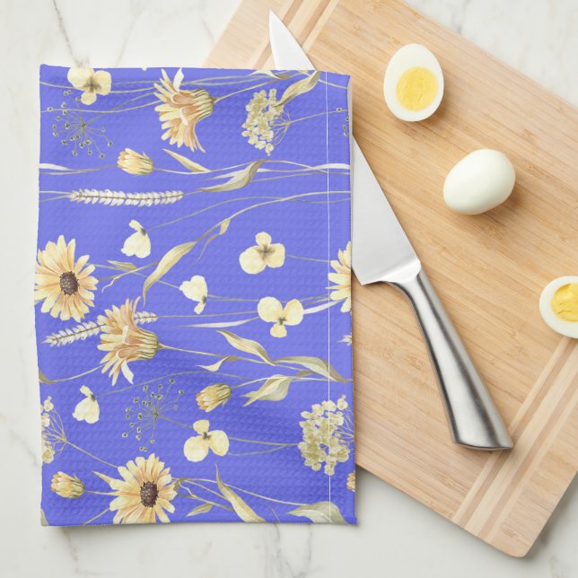 Meadow cottage land print blue kökshandduk (Vikt i Fjärdedel)
