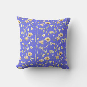 Meadow cottage land print blue kudde