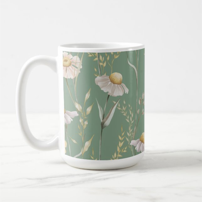 Meadow cottage land skriver ut på grönt kaffemugg (Vänster)
