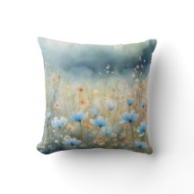 Meadow Dreams Soft Blue Wildblommor Watercolor