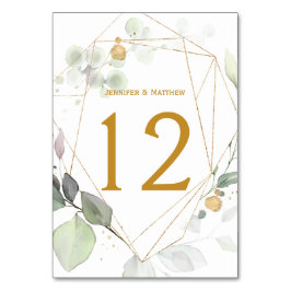 Meadow Eucalyptus Löv Grönt & Guld Geometric Bordsnummer