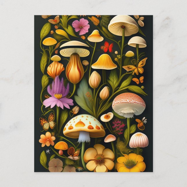 Meadow Flora | Modern Haeckel Vykort (Framsida)