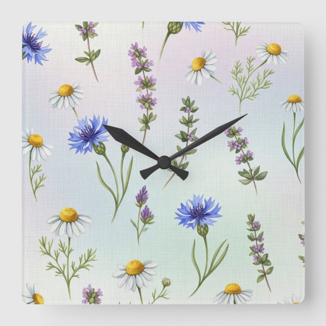 Meadow Flowers av Natasha Us Fyrkantig Klocka (Framsida)