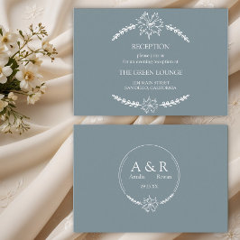 Meadow Flowers Blue Grått Wedening Reception Tilläggskort