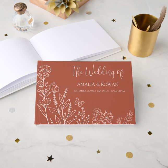 Meadow Flowers Bröllop Gästböcker (Framsida öppen)