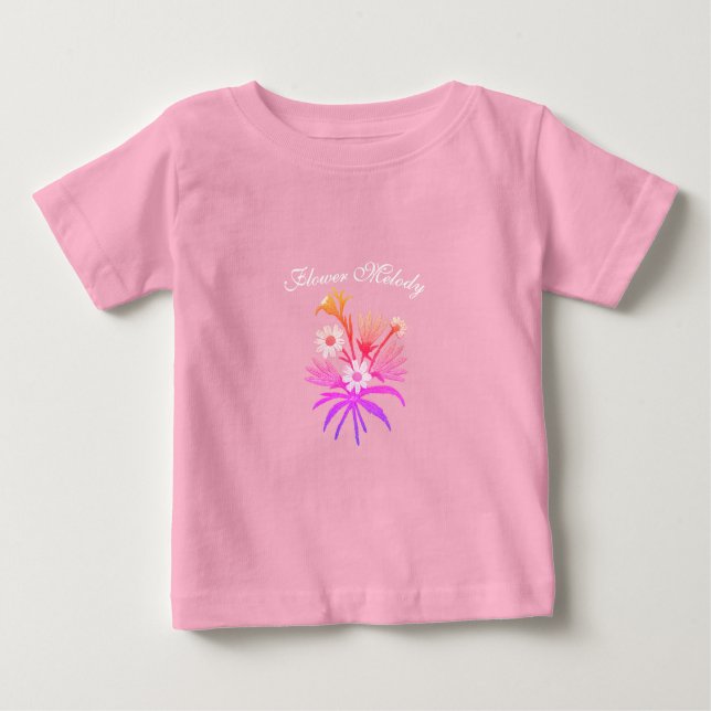 Meadow Flowers Embroidery – Botanical Fantasy Pink T Shirt (Framsida)