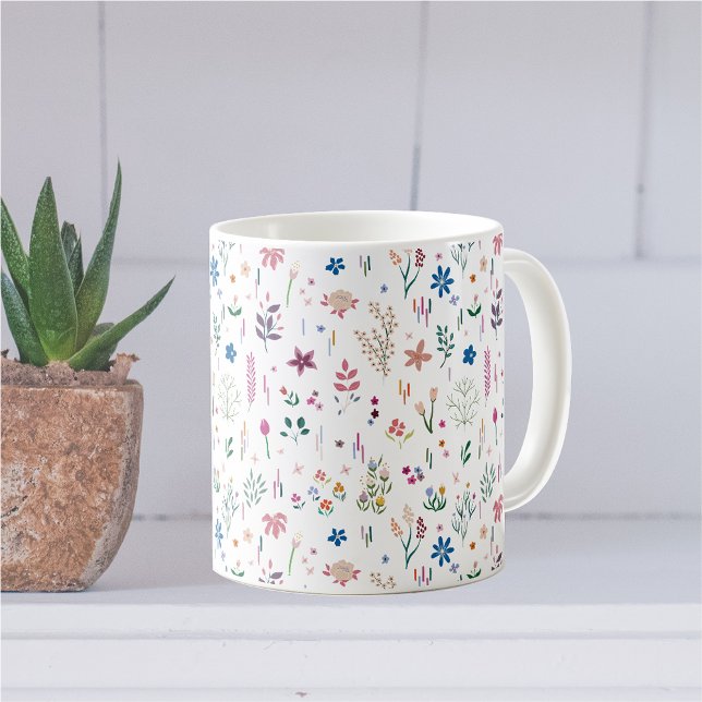 Meadow Flowers Modern Floral Pattern Kaffemugg (Skapare uppladdad)