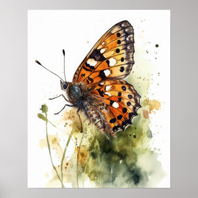 Meadow Fritillary Butterfly Art Print Poster (Framsidan)
