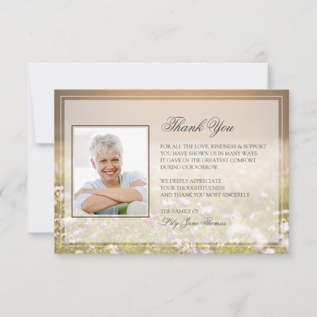 Meadow Funeral Tackyou Card | Memorial Tack Kort (Framsida)